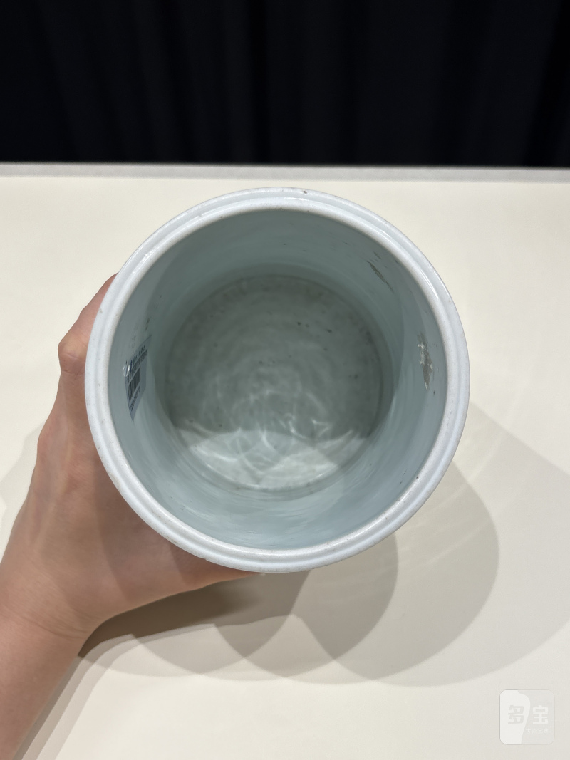 清康熙 青花釉里红魁星点斗纹笔筒 - 图6